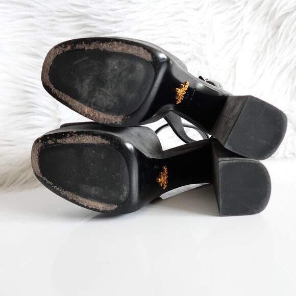 Prada Grey Suede Cutout Suede Peep Toe Platform Sandals - Picture 10 of 12